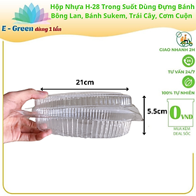Mua Lốc 10-50-100 Hộp Nhựa Tròn H-28 Đựng Bánh Bông Lan  Bánh Kem  Trái Cây Kích Thướt 21cm x 21cm x 5.5cm
