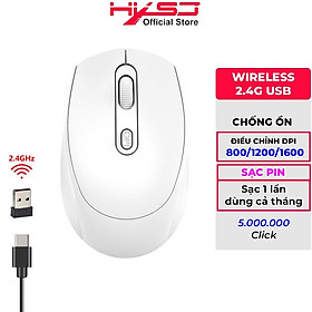 Chuột không dây HXSJ M100 wireless 2.4Ghz sạc pin, chống ồn siêu nhạy dùng cho máy tính, laptop, tivi - Hàng Chính Hãng