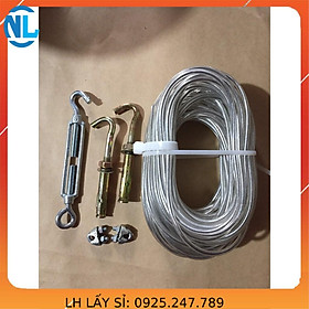 Mua Bộ dây cáp bọc nhựa phi 5x30m tặng kèm 2 khoá cáp  2 nở sắt  1 tăng đơ  dây phơi quần áo đa năng cáp thép giá sỉ