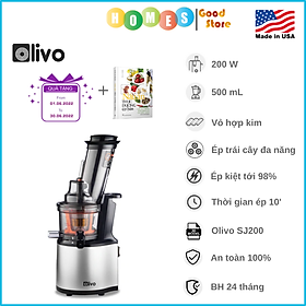 Mua Máy Ép Chậm OLIVO SJ200 Thương Hiệu Mỹ Dung Tích 0.5L Công Suất 200W  Vỏ Hợp Kim - Hàng Chính Hãng