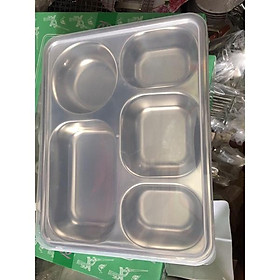 Mua Khay cơm phần 5 ngăn inox sâu và nông có nắp đậy