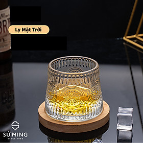 Mua Ly Thuỷ Tinh Đế Lồi Uống Whisky Hoa Văn Mặt trời Cao Cấp