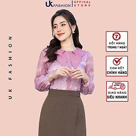 Áo Sơ Mi Nữ Công Sở Cổ Nơ Xếp Kiểu UK Fashion Tay Dài Hoạ Tiết Hoa Sang Trọng Thiết Kế 2 Lớp Dày Dặn NKSM2209004