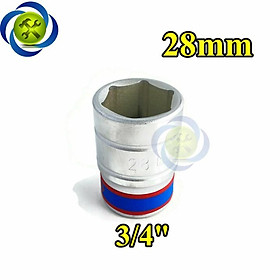 Tuýp 28mm loại 3/4 Kingtony 633528M loại ngắn 6 cạnh màu trắng