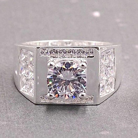 Nhẫn Bạc Nam Đính Đá Thạch Anh ( M223 ) - Tặng Kèm Hộp Nhẫn - Tặng Khăn Lau Bạc Chuyên Dụng