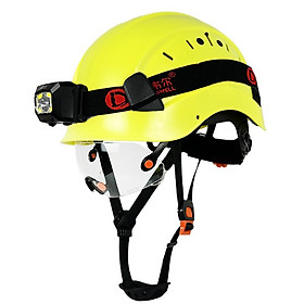 CE Xây dựng Mũ bảo hiểm an toàn với Visor Led Head Light ABS HardHat Aloft Work Bảo vệ công việc cứu hộ ngoài trời công nghiệp ANSI Màu sắc: LED REEN ICV BK