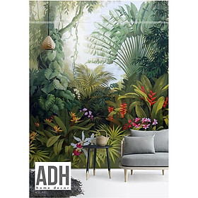 Tranh dán tường: tranh vải dán tường  tropical, tranh dán tường cảnh rừng nhiệt đới
