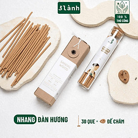Mua Nhang Thủ Công Đàn Hương 3 Lành Hộp 30 Que 100 % Tự Nhiên Tặng Kèm Đế Chăm Không Hóa Chất Xông Thơm