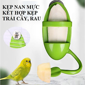 1 KẸP NAN MỰC KÈM KẸP RAU, TRÁI CÂY (NHỰA MÀU XANH) THÍCH HỢP CHO CHIM CẢNH, VẸT, YẾN PHỤNG