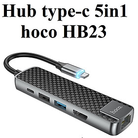 Mua Hub / bộ chia cổng type-C 5 in 1 cho laptop hoco HB23 _ Hàng chính hãng