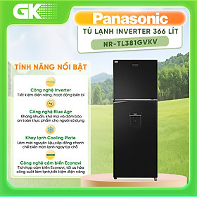 Tủ lạnh Panasonic Diệt Khuẩn 366L NR-TL381GVKV Lấy Nước Ngoài Kháng Khuẩn -  Bộ Cảm biến Econavi - Ngăn Đá Trên - Hàng Chính Hãng