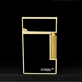 Mua Vỏ Hột Quẹt Bật Lửa Xăng Đá Zorro Z612-205B Màu Đen Viền Vàng/Bạc