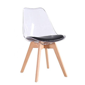Mua Ghế bàn ăn eames thân nhựa trong nệm simili chân gỗ