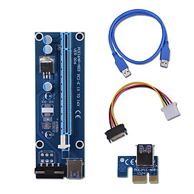 PCI-E PCI Express Riser Card 1x To 16x USB 3.0 Data Cable SATA to 4Pin IDE Molex Power Supply For BTC Miner Machine Mining - Blue