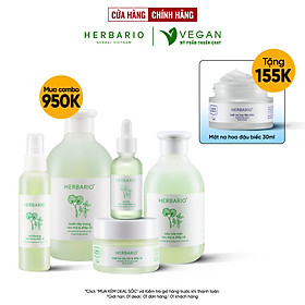 Bộ 5 Chăm Sóc Da Rau má và Diếp cá Herbario: Nước tẩy trang 300ml + Sữa rửa măt 200ml + Xịt khoáng 100ml +Mặt nạ 30ml+Tinh chất 30ml