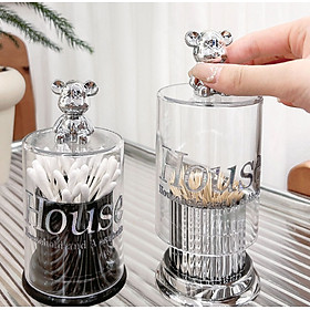 Mua Hộp đựng tăm decor cực sang trọng  phối màu xám hoặc đen cùng nắp trong suốt hình gấu