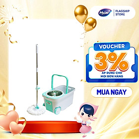 [Tặng Bông Lau] Bộ Lau Nhà MyJae Đài Loan Sợi Microfiber Xoay Siêu Tốc 360 Độ Thông Minh 129.5cm