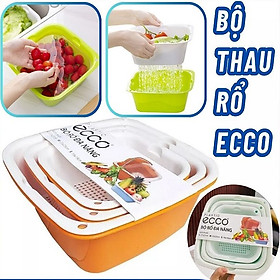 Mua Bộ rổ nhựa kèm thau 6 món để thực phẩm rau quả đa năng ECCO- Set Rổ 6 Món Chất Liệu Nhựa Cao Cấp  Bộ Rổ Kèm Chậu Đựng Đồ Đa Năng