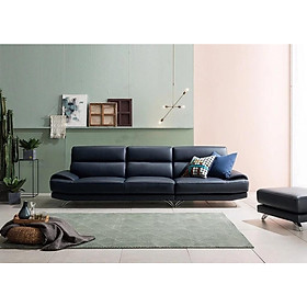 Sofa da phòng khách 2.5m, màu xanh đen - Nội thất My House