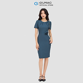 Đầm dáng ôm nữ GUMAC DC06060 bút chì cổ xếp ly