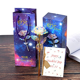 Quà Tặng 20/11, Quà 8/3 Ý Nghĩa Tặng Mẹ, Tặng Cô Giáo - Hoa Hồng Galaxy Phát Sáng Có Đèn Led Kèm Thiệp Chúc Mừng