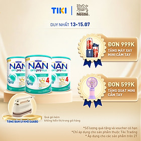 Bộ 3 lon Sữa bột NAN OPTIPRO PLUS 4 Nestle Bé 2-6 tuổi 1500g/lon Giúp tiêu hóa tốt