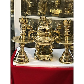 Mua Bộ đỉnh tam sự vàng trơn truyền thống cao 50cm