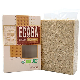 Gạo lứt trắng hữu cơ ECOBA Kim Mễ 1kg - Combo 3 hộp tổng 3kg