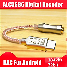 DAC ALC5686 CX31993 Bộ khuếch đại tai nghe USB Type C đến 3,5 mm Bộ giải mã âm thanh HiFi Bộ chuyển đổi AMP Thẻ âm thanh Bộ giải mã kỹ thuật số cho Android