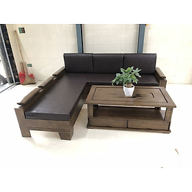 Bộ sofa góc L gỗ sồi có nệm 2m x 1m80