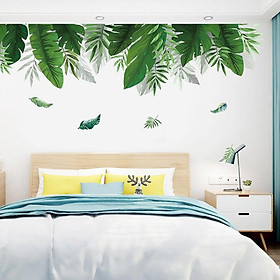 Decal dán tường tán lá xanh trang trí phòng khách, phòng ngủ