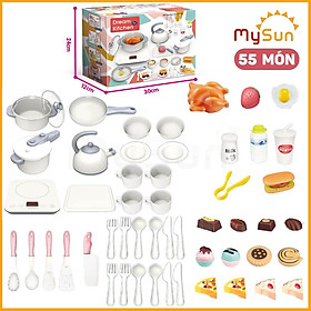 Bộ đồ chơi nấu ăn nhà bếp mini của trẻ em bằng nhựa cho bé gái chơi đồ hàng.