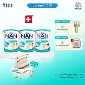 Bộ 3 lon Sữa bột NAN OPTIPRO PLUS 4 Nestle Bé 2-6 tuổi 1500g/lon Giúp tiêu hóa tốt