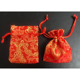 Túi gấm hoa văn Rồng - Phượng đỏ, phong thủy sưu tầm