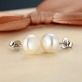 Bông tai nữ Bạc Quang Thản kiểu khuyên tai ngọc trai nhân tạo chốt đeo sát tai chắc chắn chất liệu bạc thật không xi mạ  QTBT32 - 4ly