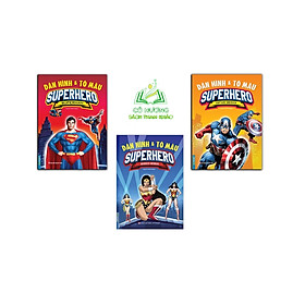 Sách - Combo 3c - Dán hình và tô màu SUPERHERO SUPERMAN & CAPTAIN AMERICAN & WONDER WONMAN (bìa mềm)