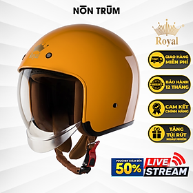 Nón bảo hiểm 3/4 ROYAL M139 có kính âm màu VÀNG NGHỆ BÓNG