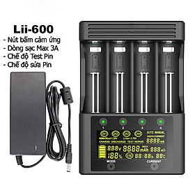 Bộ sạc và test pin đa năng Lii-600 Pin NiMH Lithium 18650 3.7V 18350 18500 21700 25500 26650 AA AAA