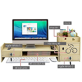 Mua Giá kệ laptop máy tính và để tài liệu để bàn làm việc ngăn kéo có khóa chắc chắn kệ để tài liệu lắp ghép bằng gỗ