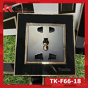 Ổ cắm USB Âm Tường Đen Viền Vàng Nhựa Acrylic có lớp chắn Chống Giật - Chính Hãng Tenko TK-F66-18
