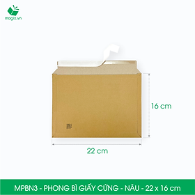 MPBN3 - 22x16 cm - Combo 100 phong bì giấy cứng đóng hàng màu nâu thay thế túi gói hàng