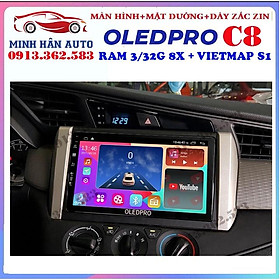 Combo màn hình OLEDPRO C8 kèm mặt dưỡng,dây nguồn cho xe TOYOTA INNOVA 2018-2020