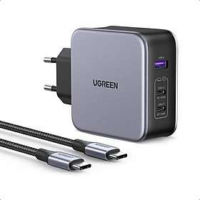 Ugreen UG90549CD289TK 140W Bộ sạc nhanh chuẩn GaN 3 gồm 3 cổng USB-C danh cho Smartphone Macbook - HÀNG CHÍNH HÃNG