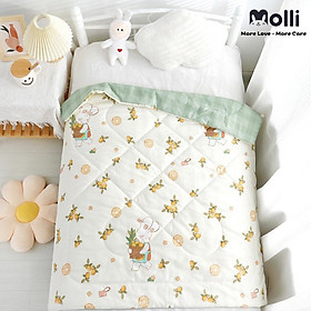 {110*120cm} Chăn Cotton Chần Bông Molli Siêu Nhẹ, Siêu Ấm Cho Bé Họa Tiết Đáng Yêu Cho Bé