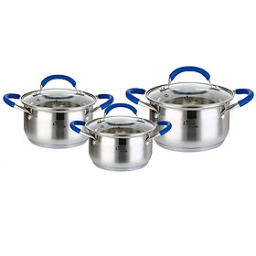 Bộ Nồi Inox 5 Đáy LivingCook LC-I338 Dùng Mọi Bếp (16-20-24 cm) - Hàng Chính Hãng