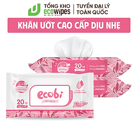 Khăn ướt cho bé Ecobi Hương dịu nhẹ không cồn không paraben an toàn cho trẻ sơ sinh