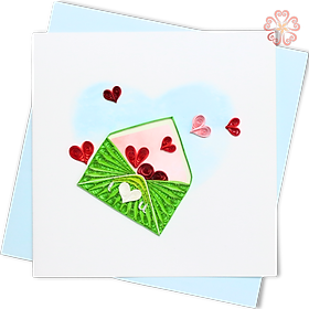 Thiệp Giấy Xoắn Nghệ Thuật - Thiệp Thư Tình Trái Tim - Love Letter Hearts Card - Love Valentine  - 15 x 15 - VN2NN115S64NN