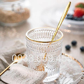 Ly uống rượu Tây thủy tinh pha lê cao cấp viền nhũ vàng, cốc uống rượu whisky wine glass