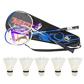Combo bộ 2 vợt cầu lông AOLIKES YE-6631 và hộp 5 quả cầu cao cấp