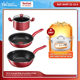Combo Tefal So Chef Chảo chiên chống dính đáy từ G1350295 21cm, Nồi chống dính đáy từ G1354595 22cm và Chảo chiên chống dính đáy từ G1358495 24cm sâu lòng - Hàng chính hãng